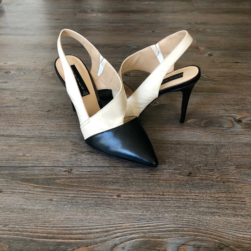 Leather Black & Cream Steven by Steve Madden Heels